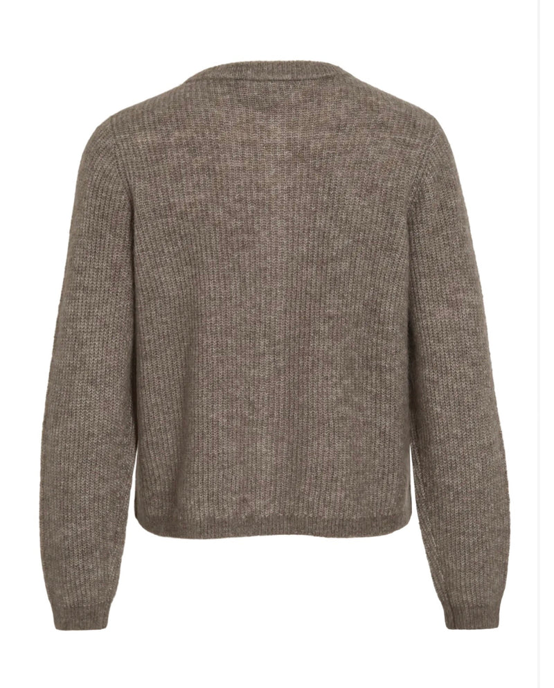 Lory O-Neck Knit Cardigan Brun Melert