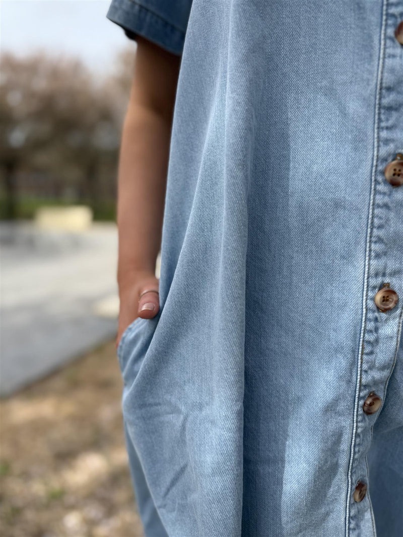 JOLENE 2/4 SHIRT DRESS Lys Jeansblå