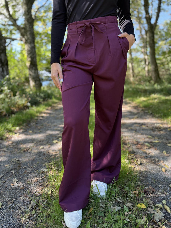 Peyton hw wide tie pants Burgunder