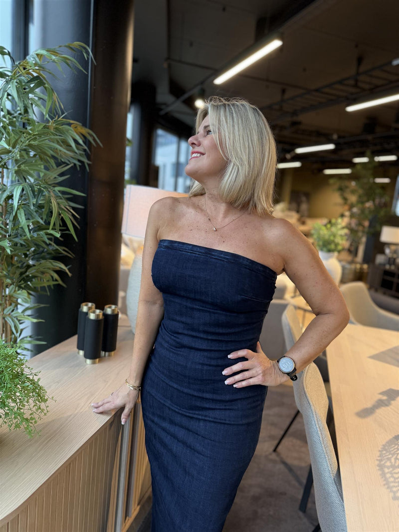 AYOMW DENIM DRESS Mørk Jeansblå