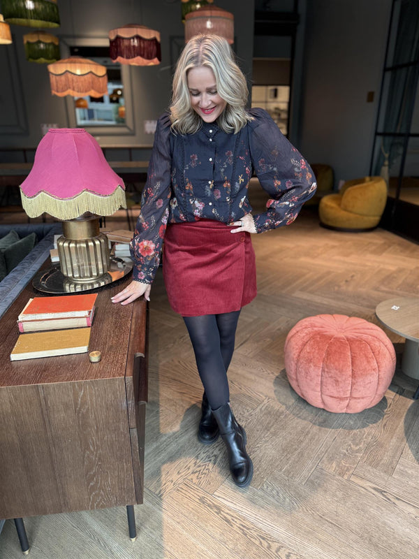 Romantica l/s Shirt Sort M. Blomster