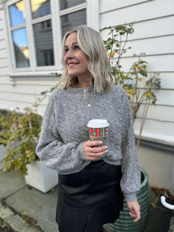 LELU LS KNIT CARDIGAN Grå