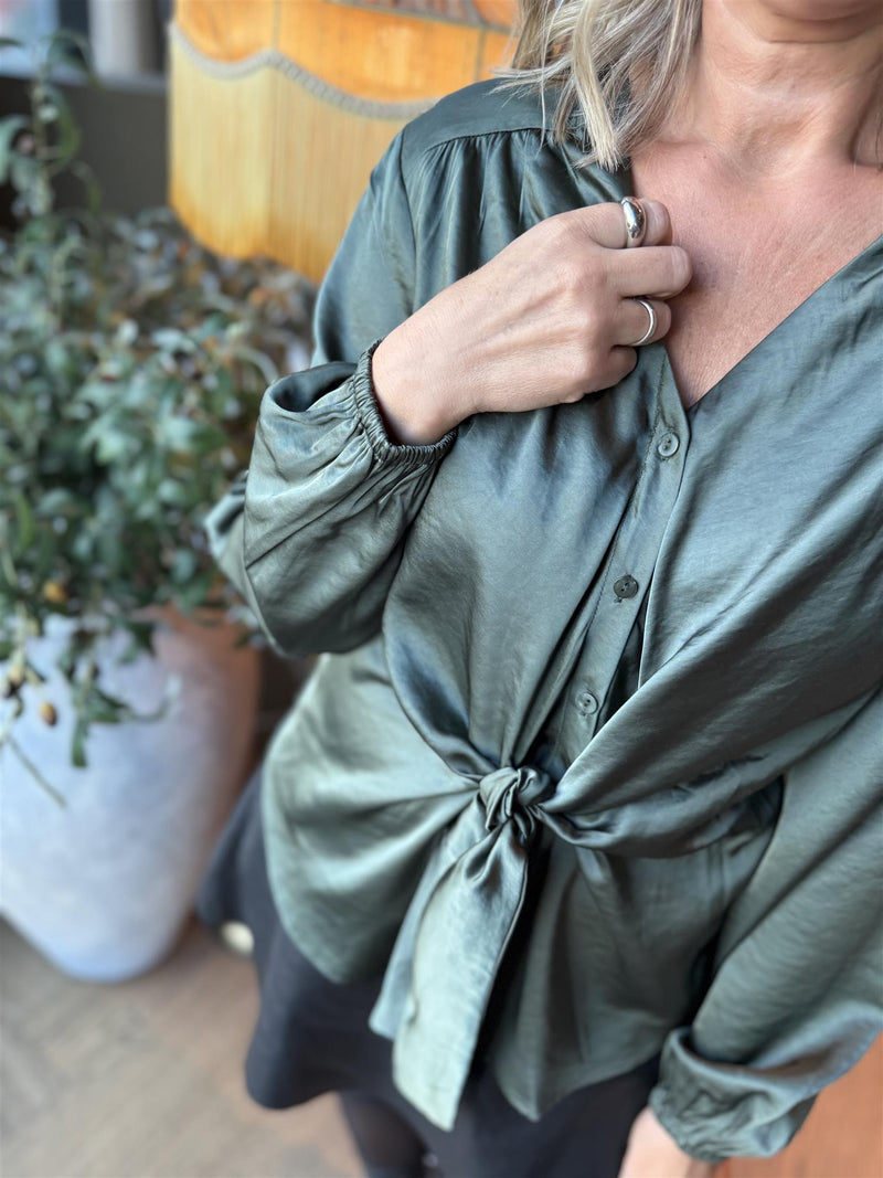 FQDOVE-BLOUSE Flaskegrønn