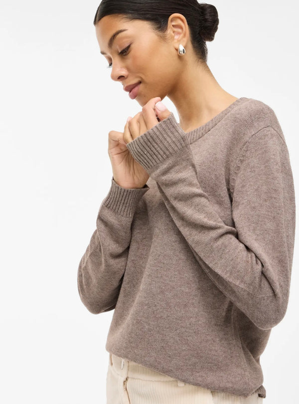 Viril O-neck L/S Knit Top Mullvarp