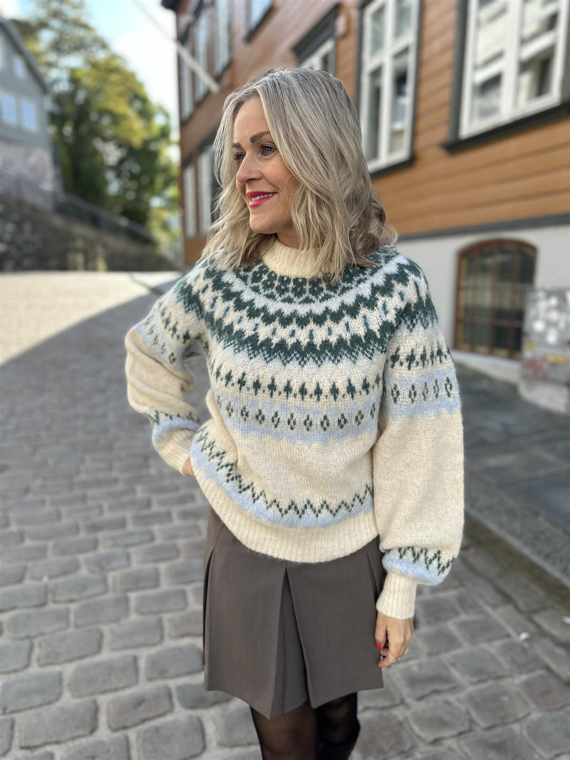 Yaslatte ls knit pullover Beige/ Blå Grønn