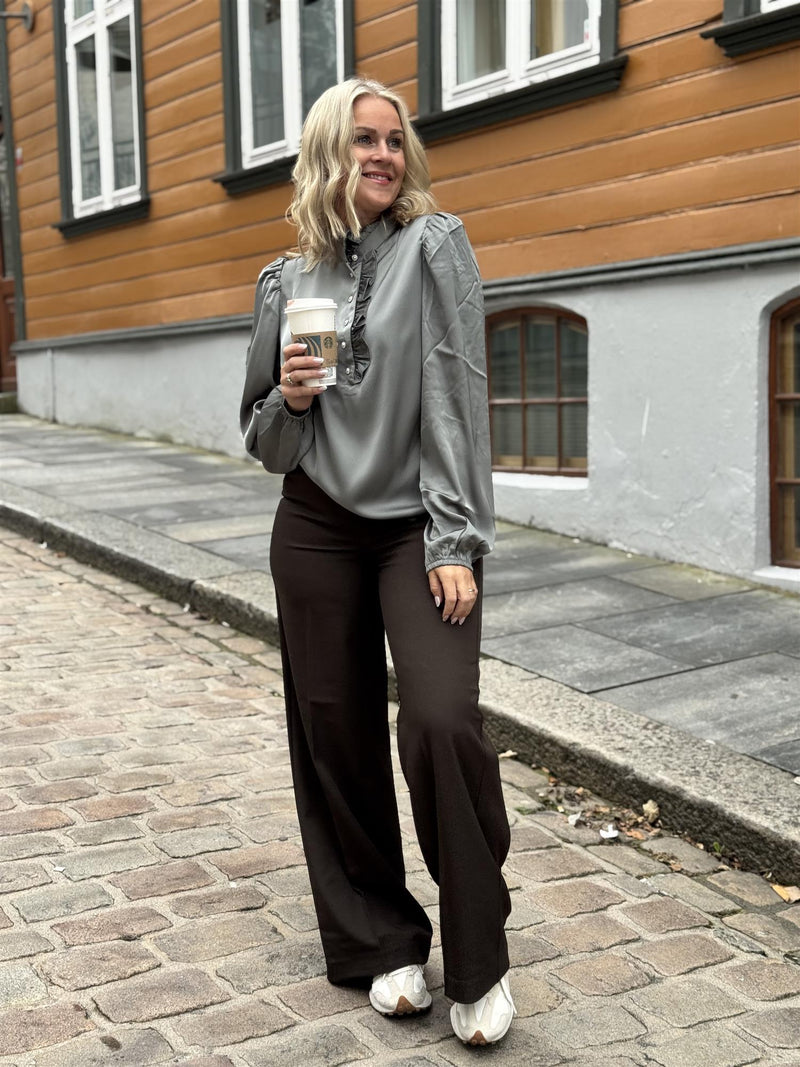 Corinne Wide long Pants Mørkebrun