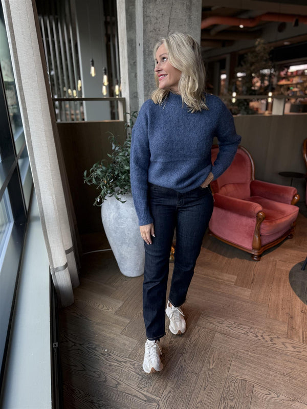 Bennu funnelneck ls knit top Jeansblå