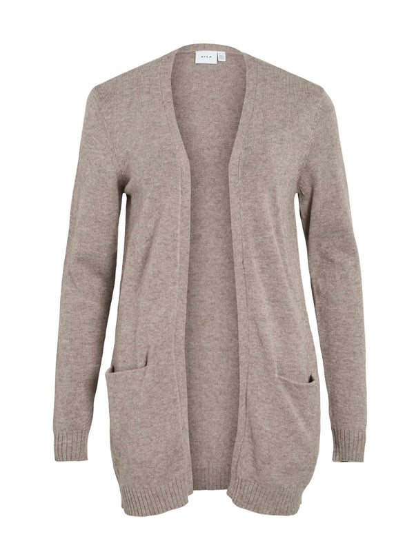 Viril Open L/S Knit Cardigan Beige Melert