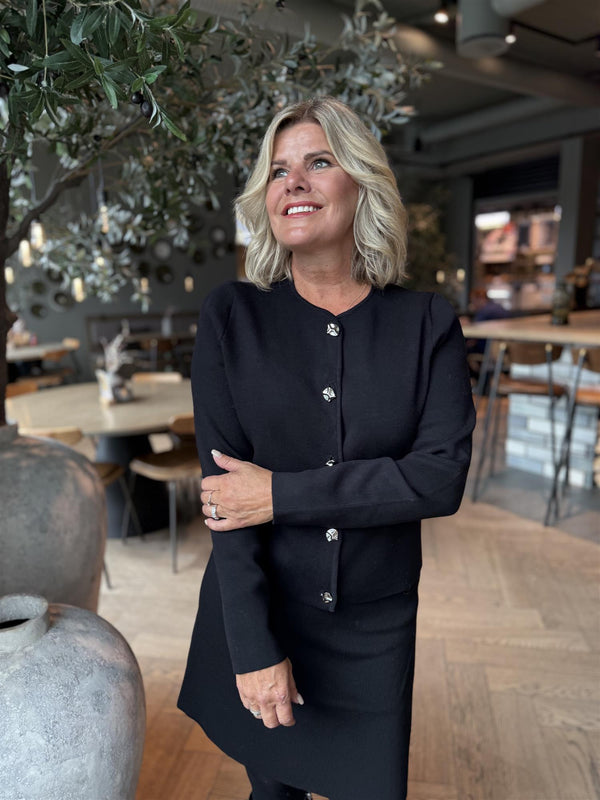 SWAY O-NECK CARDIGAN Sort