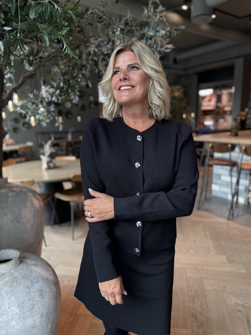 SWAY O-NECK CARDIGAN Sort