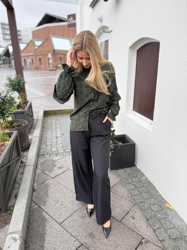 MOLIN BLOUSE Mørkegrønn Med Sort Mønster