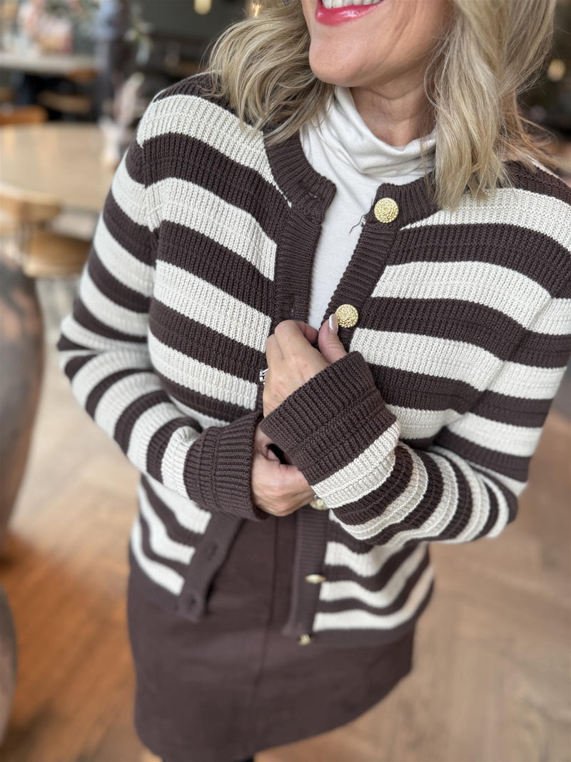 Sironi LS knit cardigan Sjokolade Brun