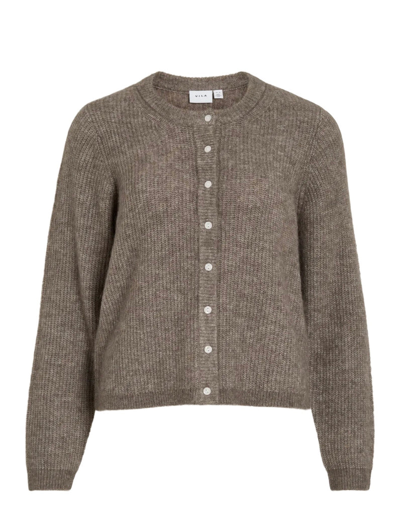 Lory O-Neck Knit Cardigan Brun Melert