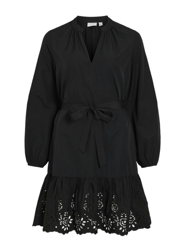 Vikelli  v-neck l/s short dress Svart