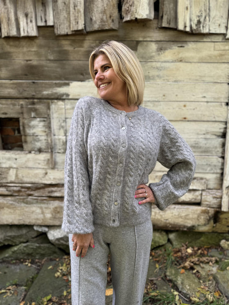 LELU LS KNIT CARDIGAN Grå