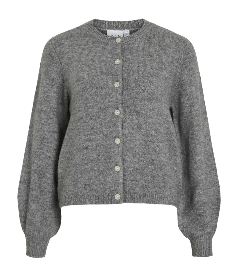 Gladys o-neck knit cardigan Grå