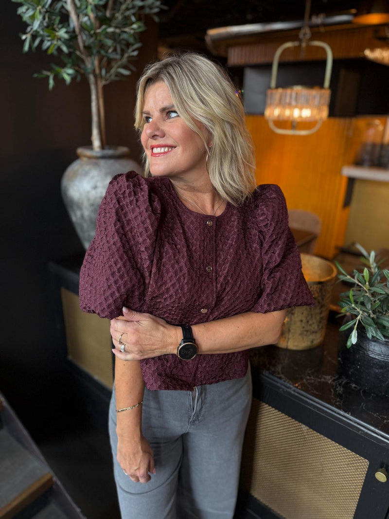 Taliama O-neck short top Burgunder