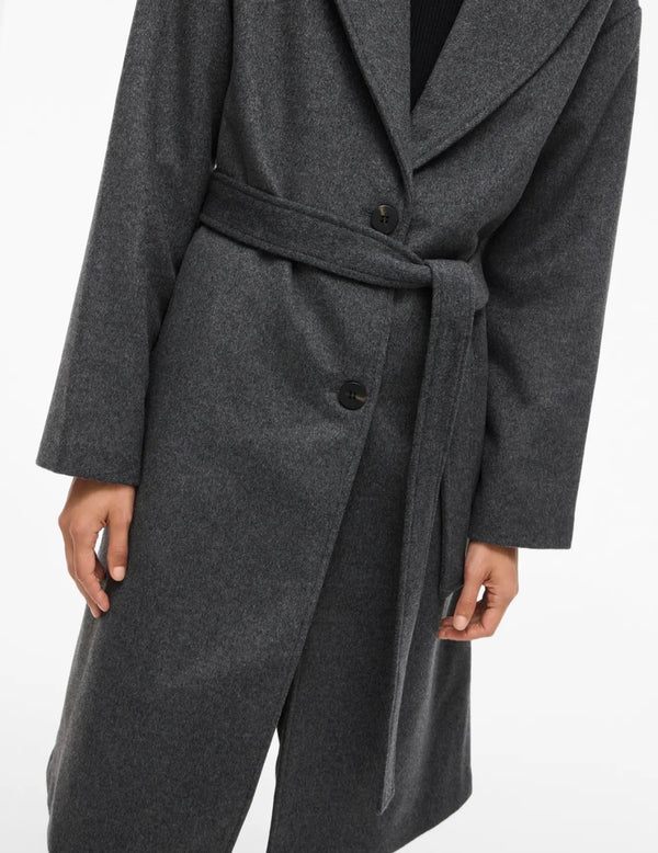 LINSE BELTED COAT Mørkegrå