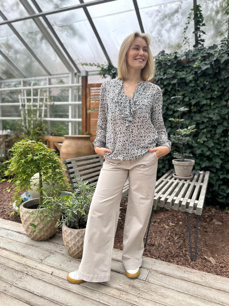 Sus blouse Beige Med Mønster