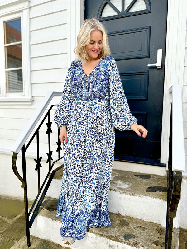 SAYOR PAISLEY DRESS Offwhite / Blå