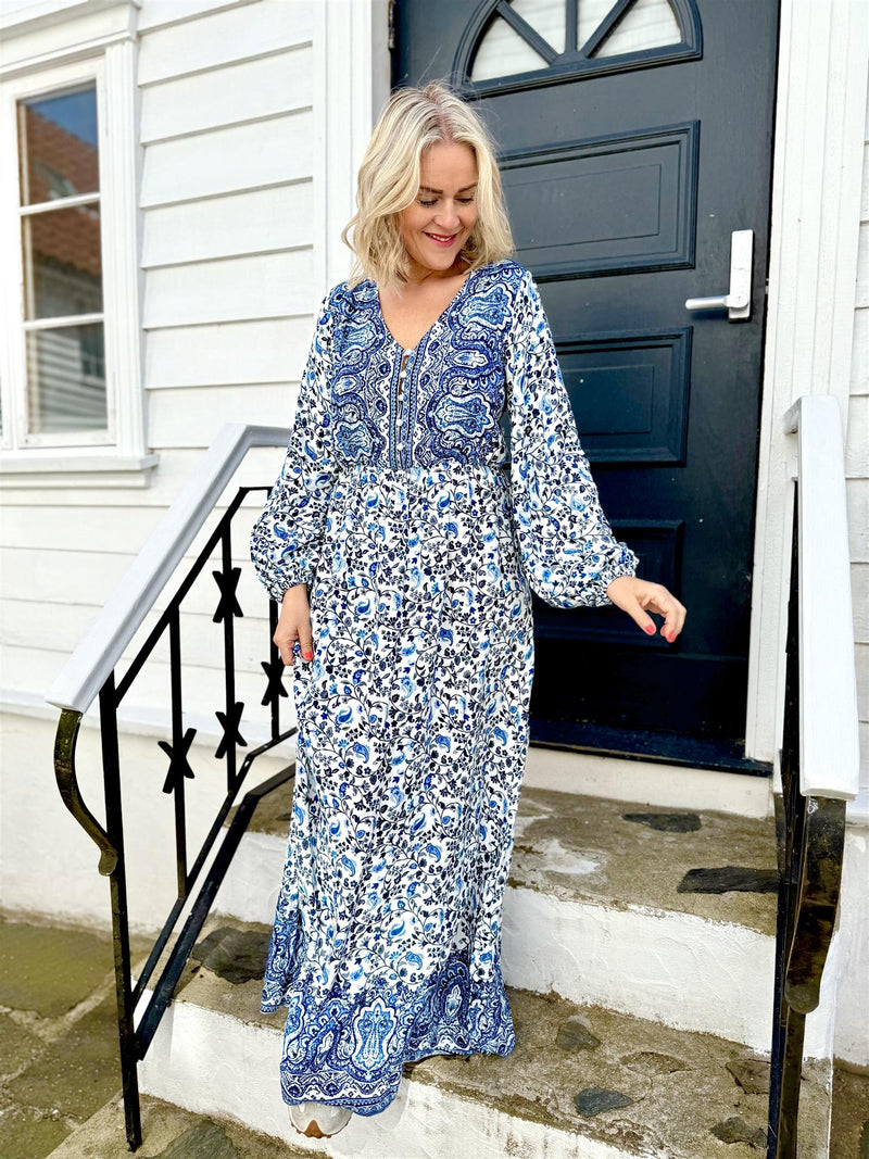 SAYOR PAISLEY DRESS Offwhite / Blå