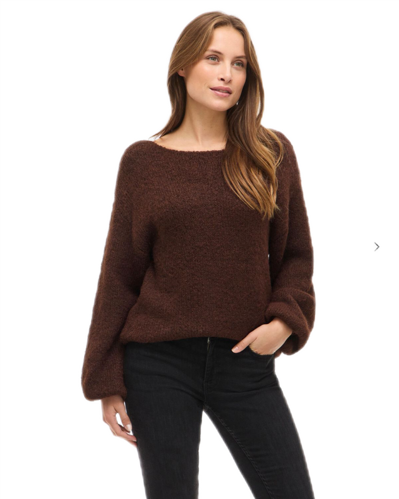 MARLEY KNIT PULLOVER Mørkebrun