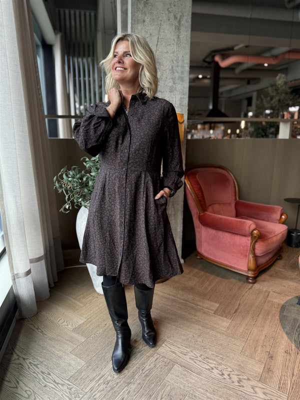 MOLLI DRESS Sort Og Brun