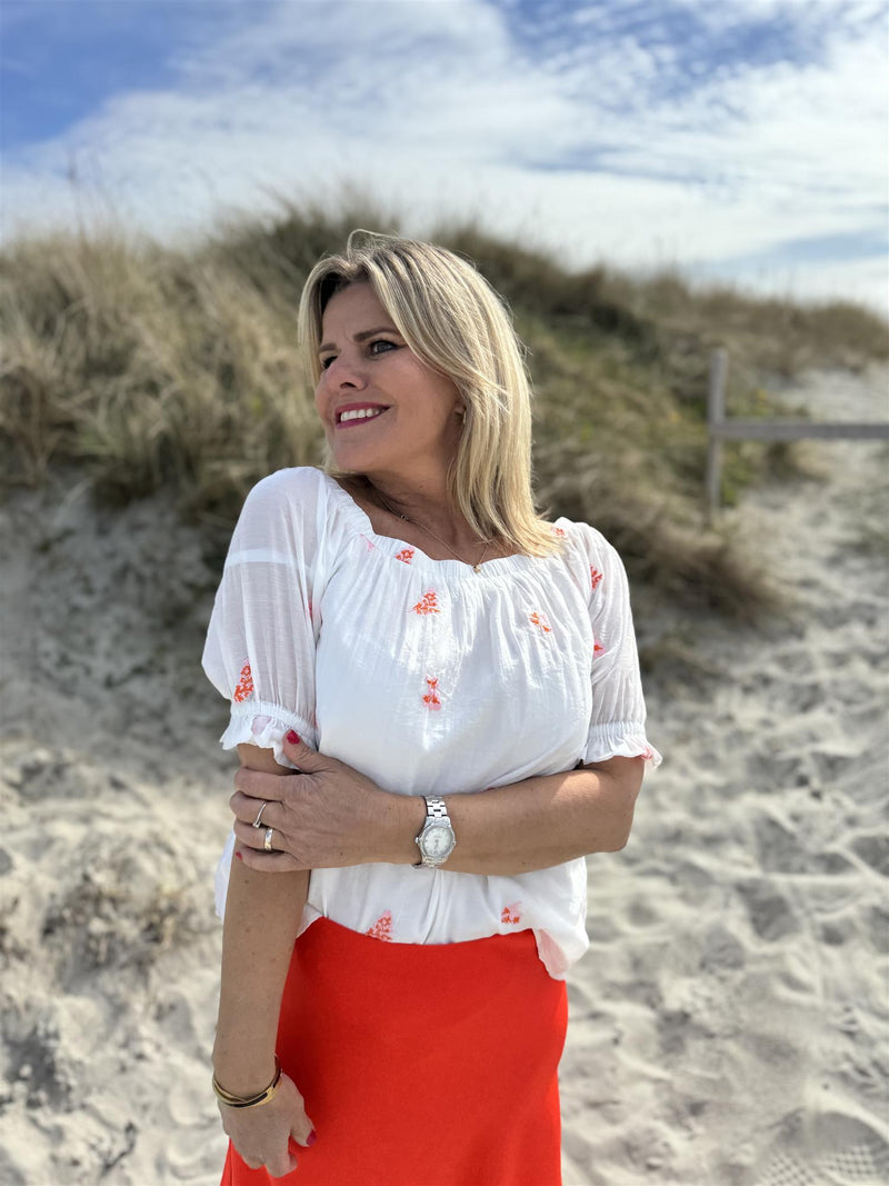 STREAM BLOUSE Offhvite /Oransje /Rosa