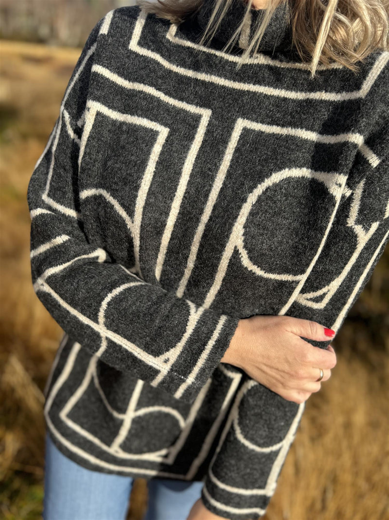 Hedaya pullover Svart Med Offwhite Streker