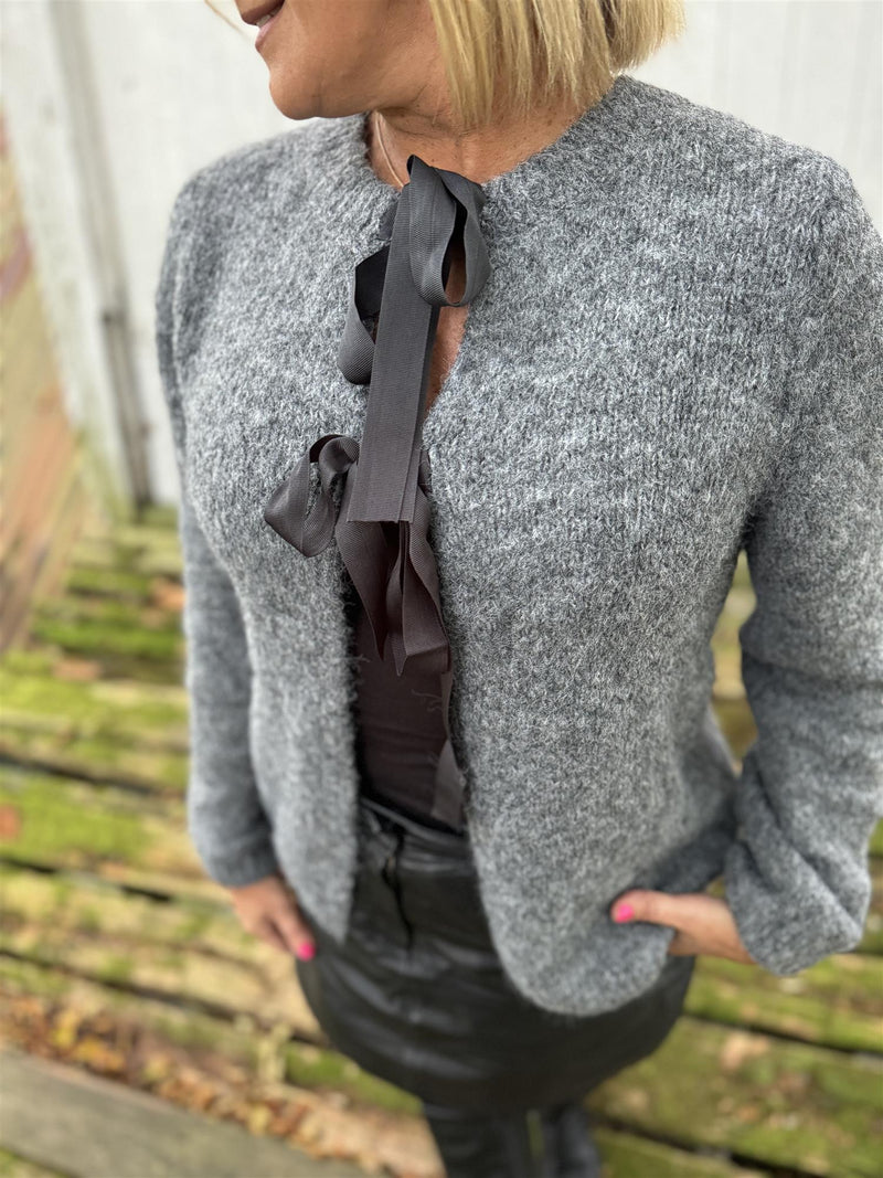 Vibows l/s knit cardigan/ln Koksgrå