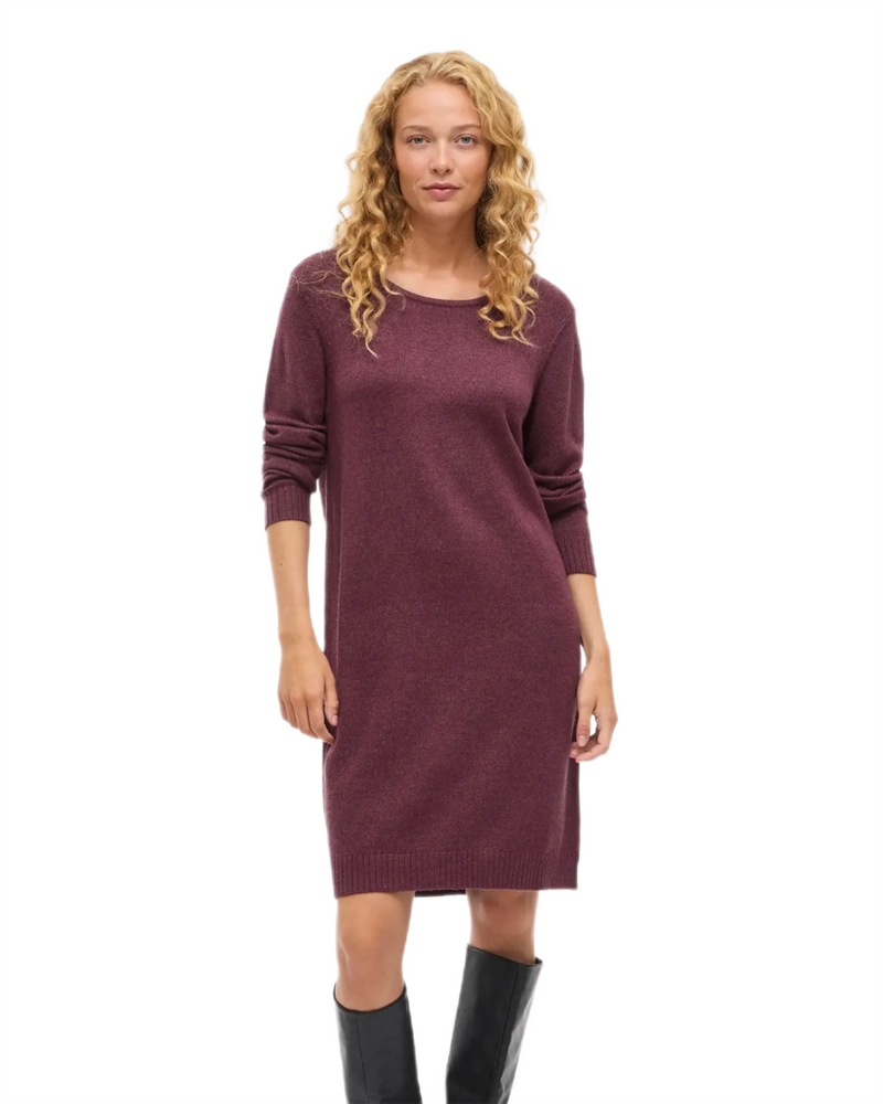 Viril L/S Knit Dress Burgunder