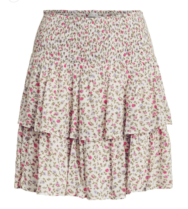 VIGREIS SHORT SKIRT Offwhite Med Rosa Blomster