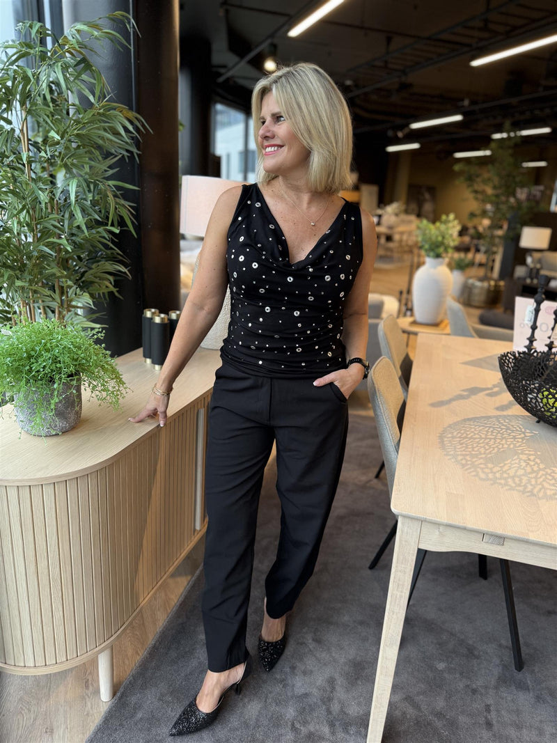 GIGGO WATERFALL TOP Sort Med Bling