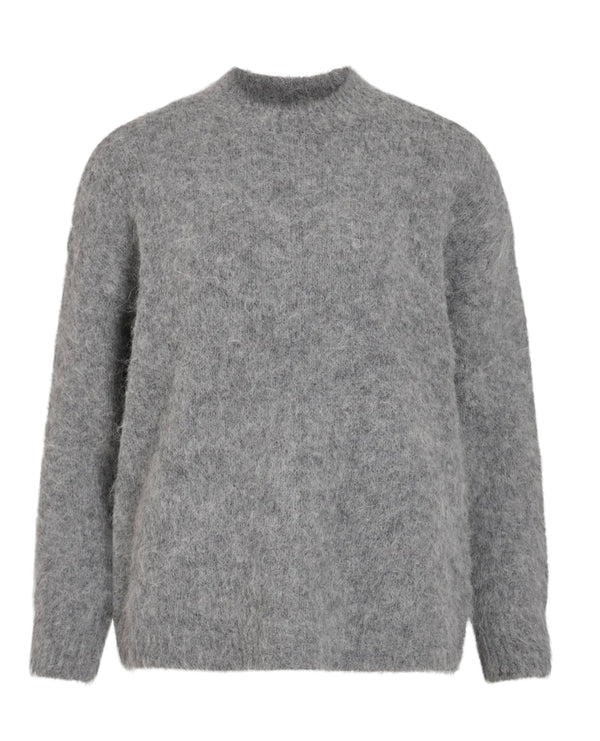 Bennu funnelneck ls knit top Grå Melert