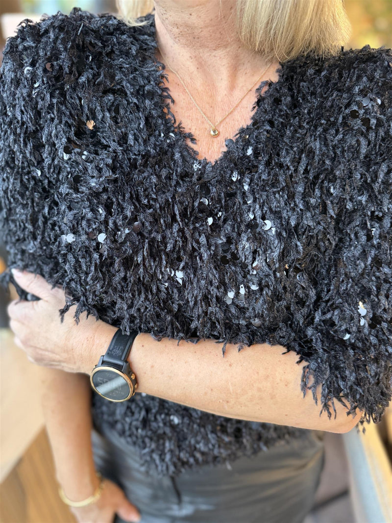 Nolla Blouse Sort Med Bling