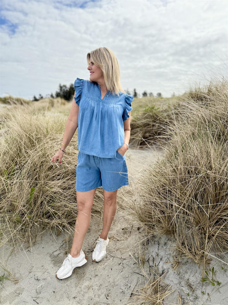 Gemala-M bluse Medium Jeansblå