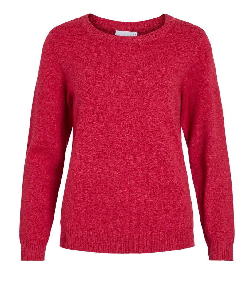 VIRIL O-NECK L/S KNIT TOP Rød
