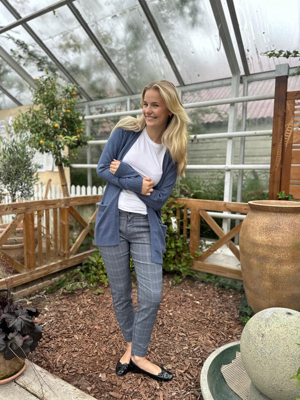 Viril Open L/S Knit Cardigan Blå