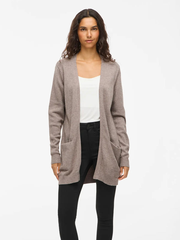 Viril Open L/S Knit Cardigan Beige Melert