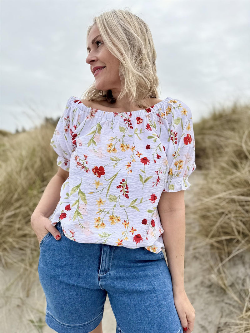 Mele-blouse Offwhite M. Blomster