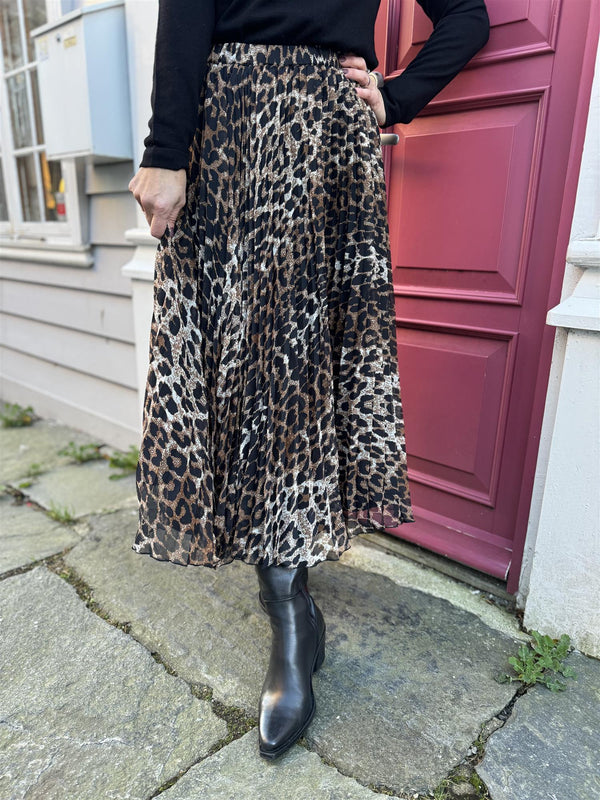 Zakira Plisse Skirt Leopard/Brunt