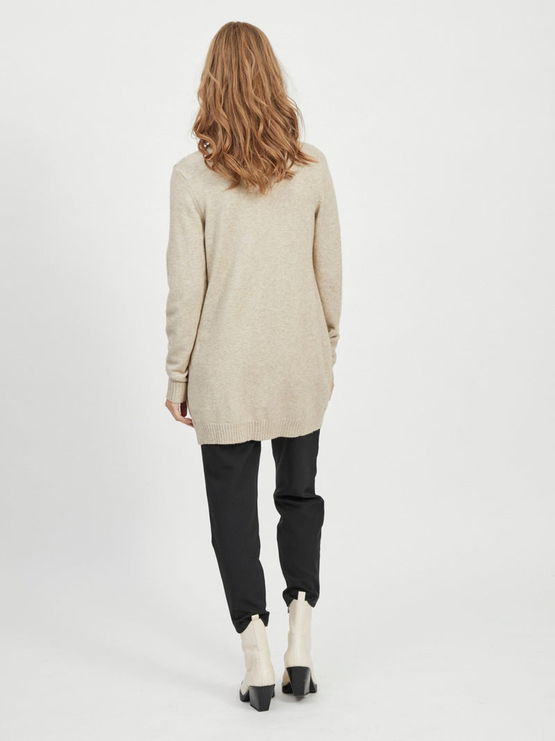 Viril Open L/S Knit Cardigan Beige