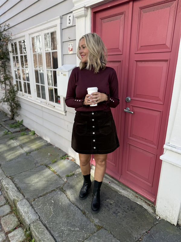 Katie Pullover Frill Burgunder