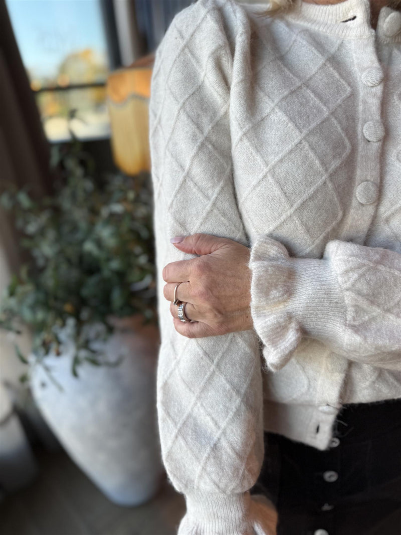 YASTHELMA LS WOOL BLEND KNIT CARDIGAN Offwhite