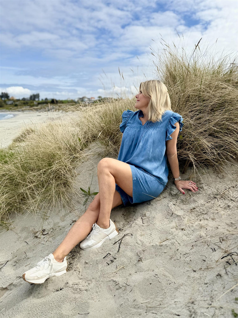 Gemala-M bluse Medium Jeansblå