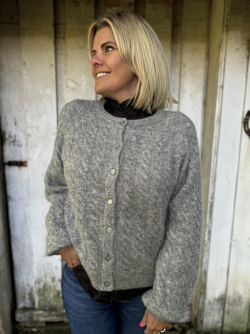 LELU LS KNIT CARDIGAN Grå