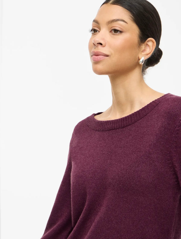 Viril O-neck L/S Knit Top Vinrød