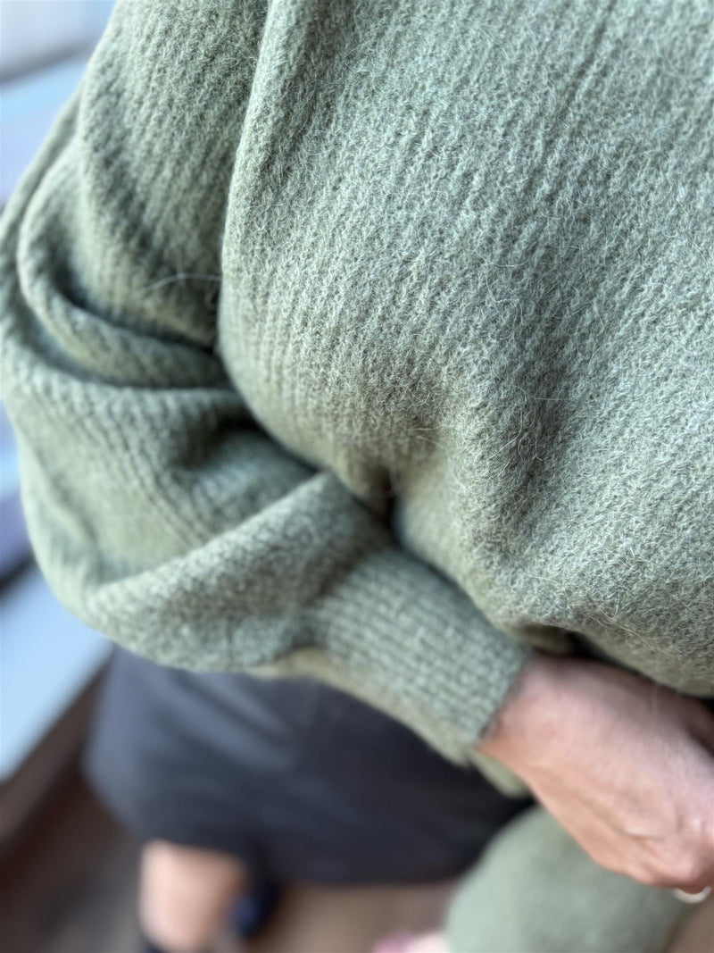 GUSTEL PULLOVER Olivengrønn