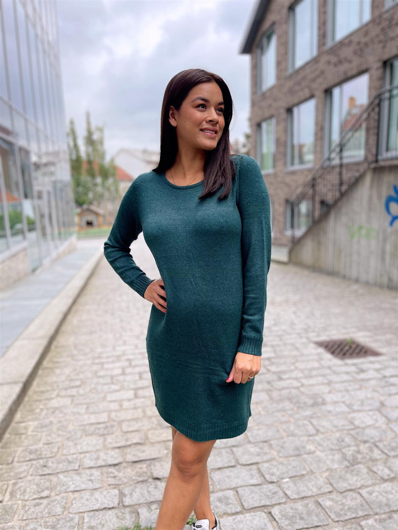 Viril L/S Knit Dress Flaskegrønn