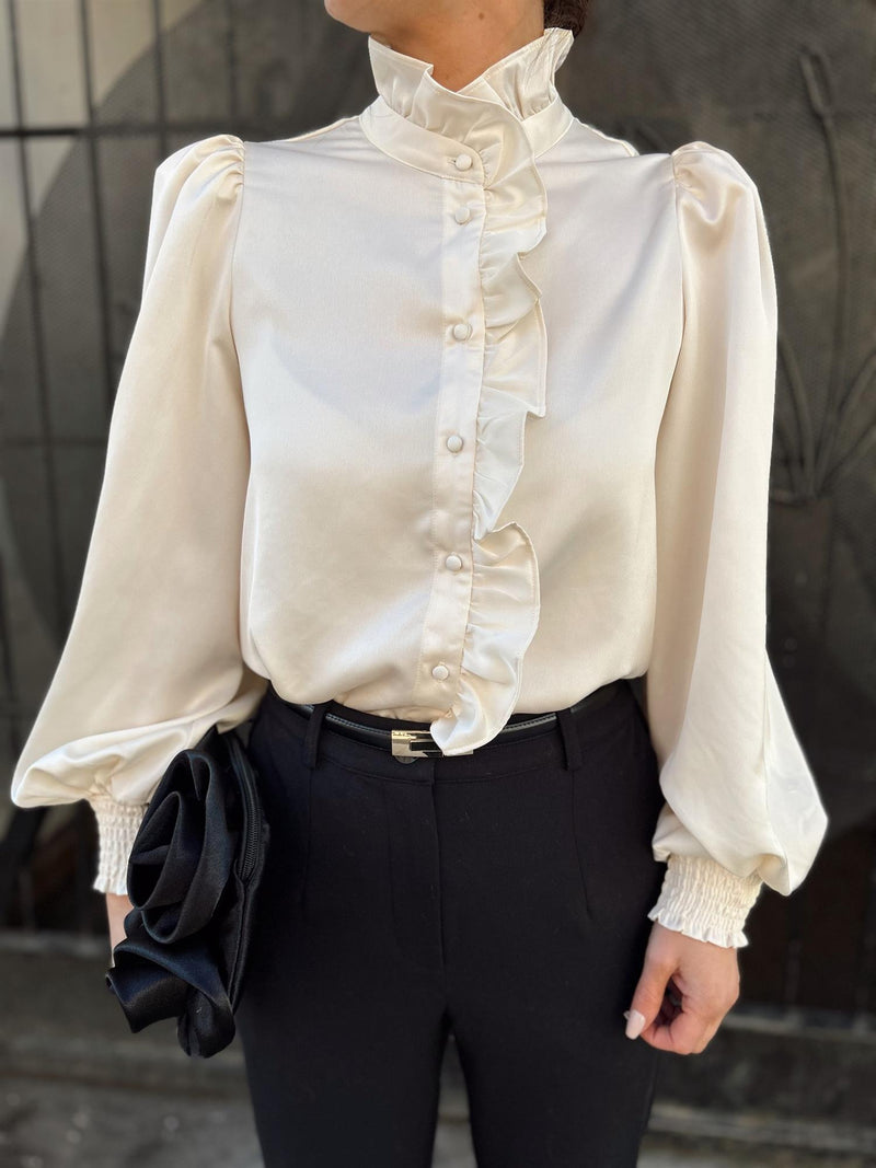 LUTTO L/S FRILL SHIRT Champagne